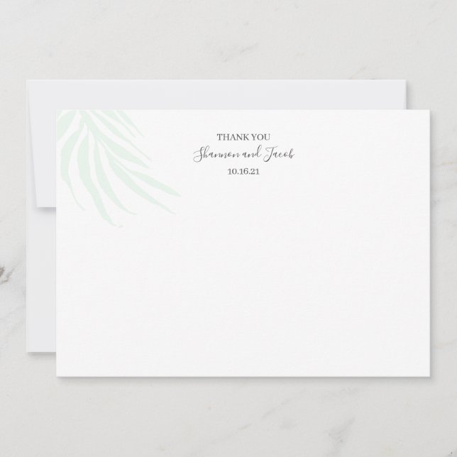 Minimal Tropical Palm Leaves Thank You Note Card (Front)