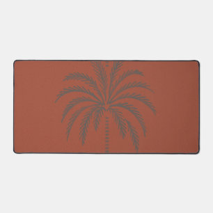 Minimal Tropical Palm Tree Pattern Terracotta Desk Mat