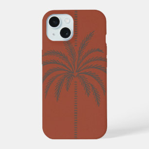 Minimal Tropical Palm Tree Pattern Terracotta iPhone 15 Case