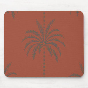 Minimal Tropical Palm Tree Pattern Terracotta Mouse Mat