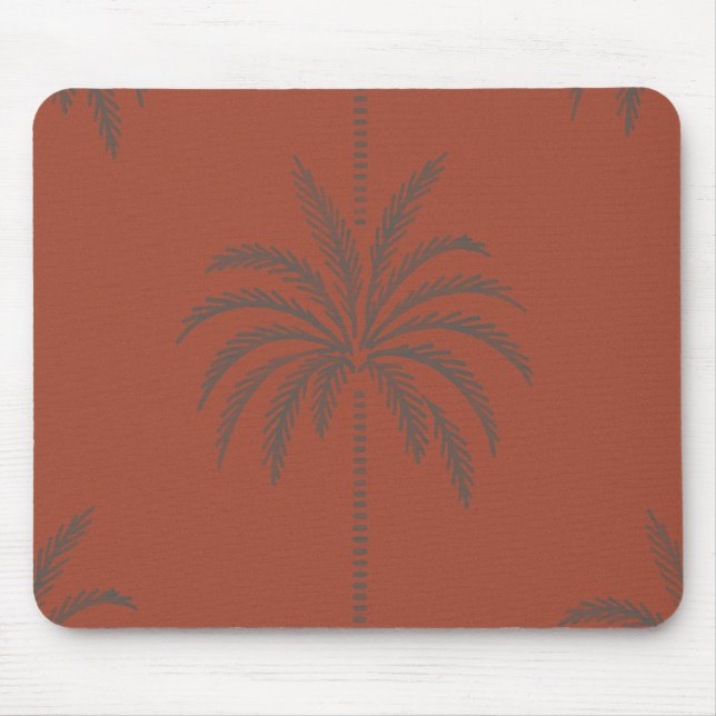 Minimal Tropical Palm Tree Pattern Terracotta  Mouse Mat (Front)