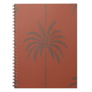 Minimal Tropical Palm Tree Pattern Terracotta Notebook