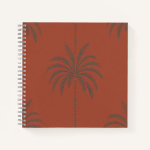 Minimal Tropical Palm Tree Pattern Terracotta Notebook