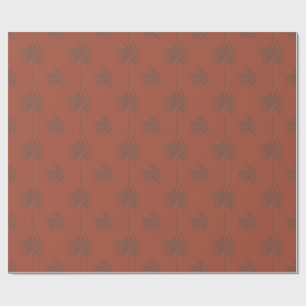 Minimal Tropical Palm Tree Pattern Terracotta Wrapping Paper