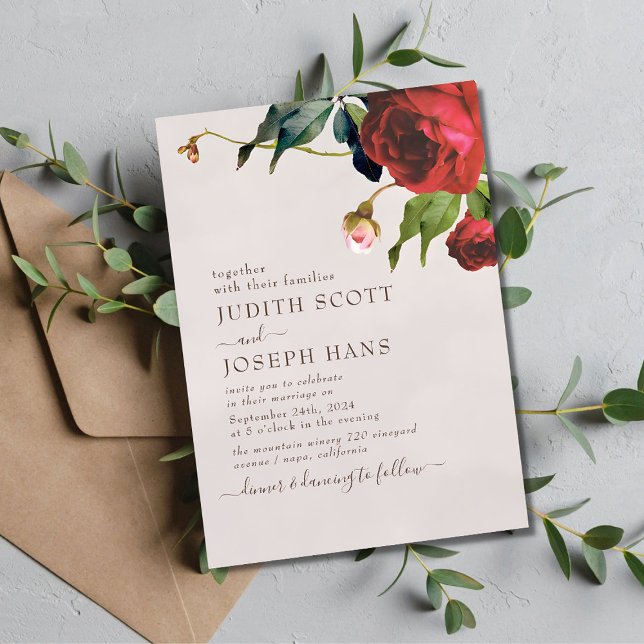 Minimal Turkish Rose Wedding Invitation Template (Creator Uploaded)