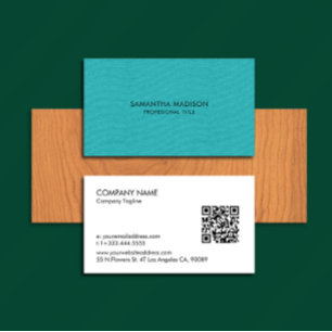 Minimal Turquoise Blue Tones Linen Burlap Fabric  Business Card