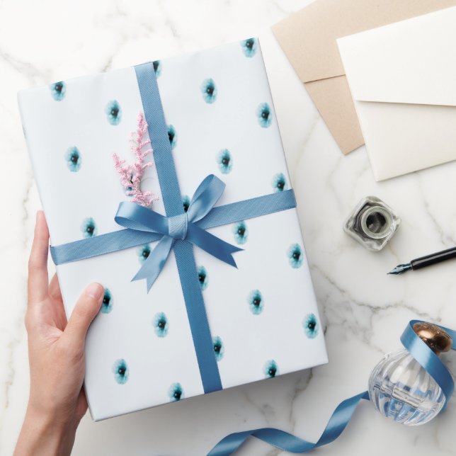 Minimal Turquoise Flower Wrapping Paper (Gifting)