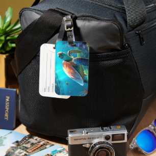 Minimal Turtle Image Mark Travel Luggage Tag