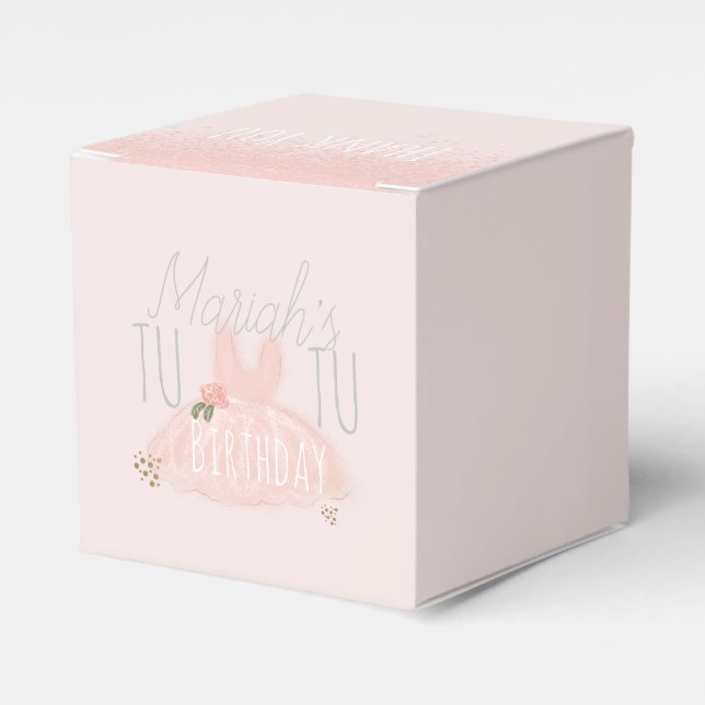 Minimal Tutu Girl's Birthday Turning Two Glitter  Favour Box (Front Side)