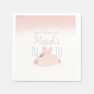 Minimal Tutu Girl's Birthday Turning Two Glitter Napkin