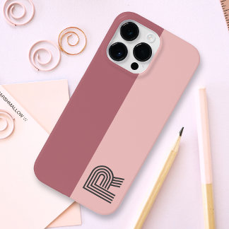 Minimal Two Colour Block Rose Gold Blush Monogram Case-Mate iPhone 14 Pro Max Case