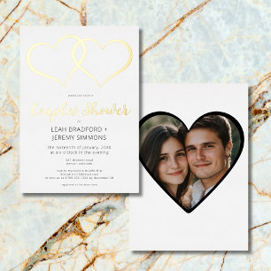 Minimal Two Hearts Black White Couple Shower Photo