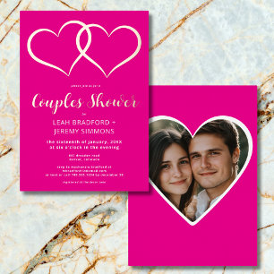 Minimal Two Hearts Hot Pink Couples Shower Photo