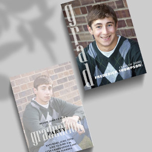 Minimal Two Photo Graduation Announcement