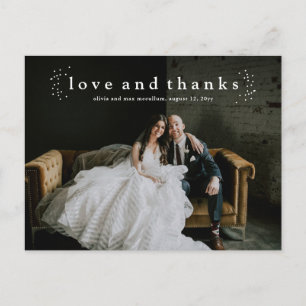 Minimal Type Love and Thanks Photo Wedding Postcard