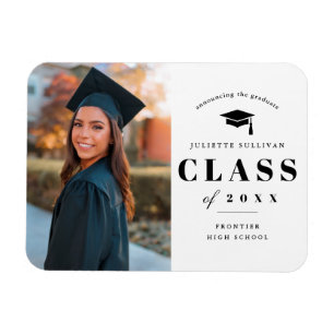 Minimal Type Photo Graduation Announcement Magnet