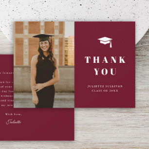 Minimal Type Photo Graduation Party Thank You Card