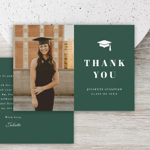 Minimal Type Photo Graduation Party Thank You Card