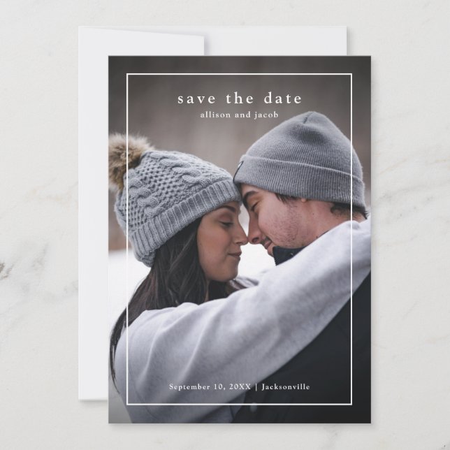 Minimal Type Photo Wedding Save The Date (Front)