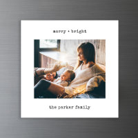 Minimal Typewriter | Christmas Photo Magnetic Card