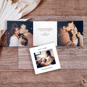 Minimal Typewriter Merry and Bright Multi Photo Tri-Fold Holiday Card