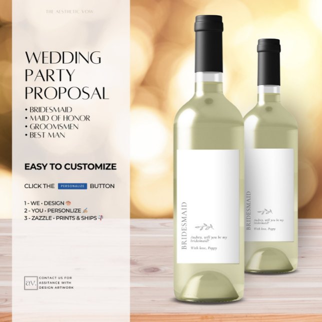 Minimal Typograph Bridesmaid Proposal Wine Label (Creator Uploaded)