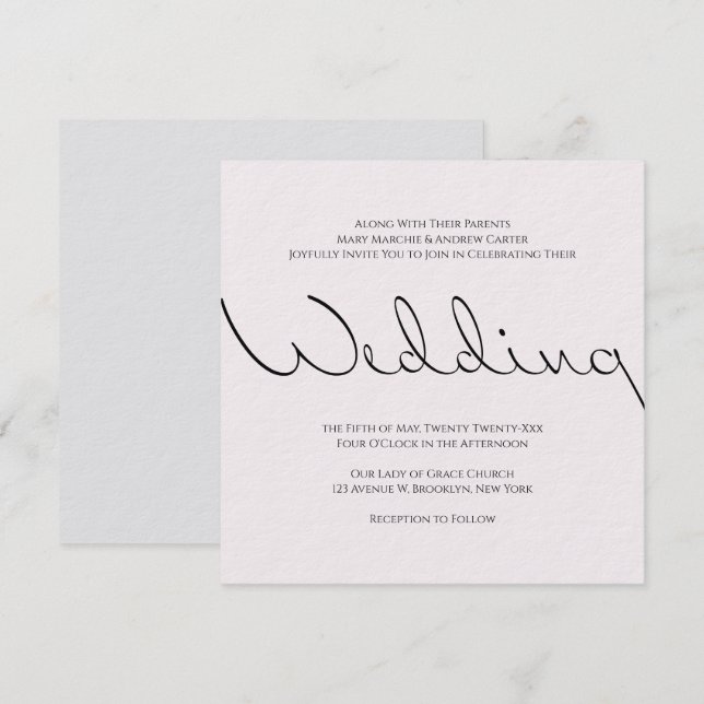 Minimal Typographic Fun Yet Formal Wedding Invitation (Front/Back)