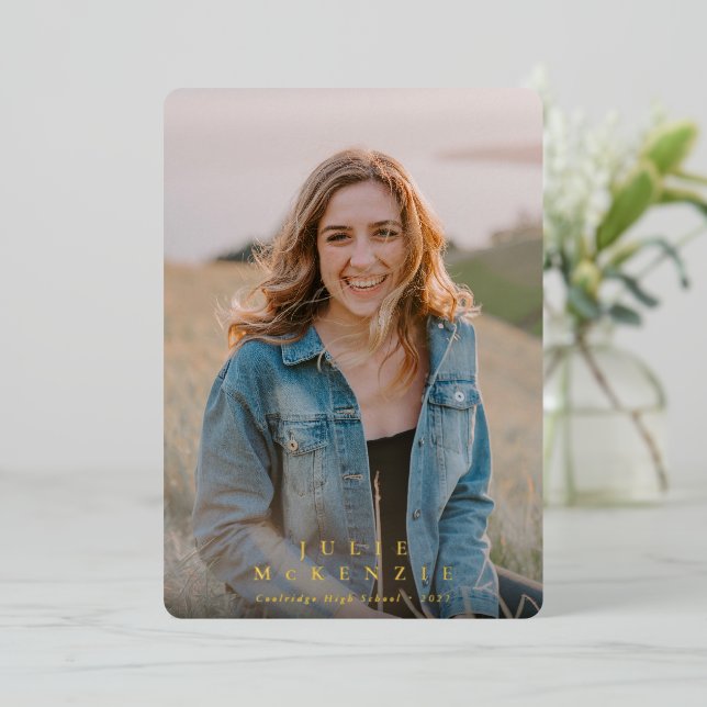 Minimal Typographic Graduation Photo Announcement (Standing Front)