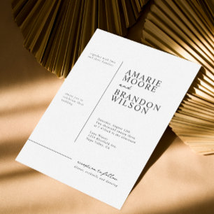 Minimal Typography Black and White Wedding Invitation