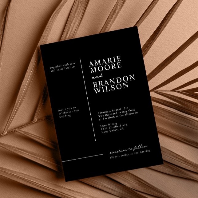 Minimal Typography Black Wedding Invitation (Creator Uploaded)
