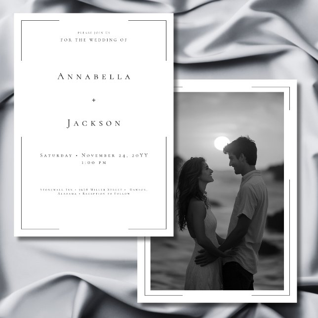 Minimal Typography Black & White Photo Wedding Invitation (Minimal Typography Black & White Photo Wedding Invitation)