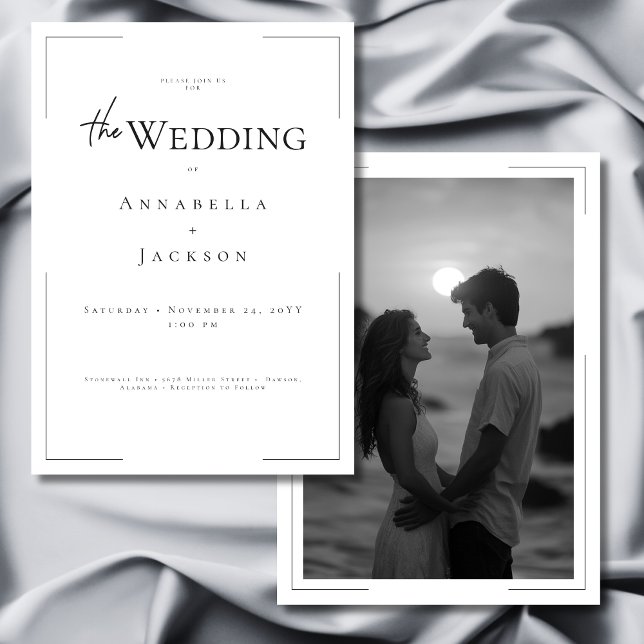 Minimal Typography Black & White Photo Wedding Invitation (Minimal Typography Black & White Photo Wedding Invitation)