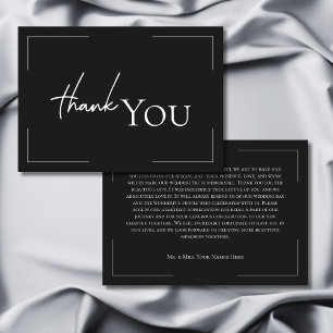 Minimal Typography Black & White Photo Wedding Thank You Card