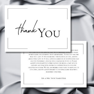 Minimal Typography Black & White Photo Wedding Thank You Card