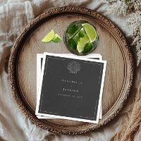 Minimal Typography Black & White Seashell Wedding