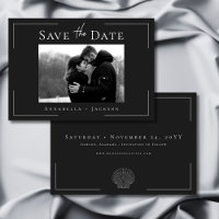 Minimal Typography Black White Shell Photo Wedding