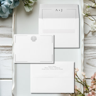 Minimal Typography Black & White Shell Wedding Envelope