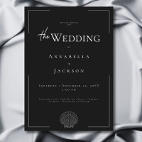 Minimal Typography Black & White Shell Wedding