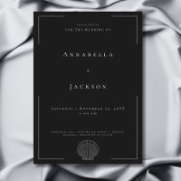 Minimal Typography Black & White Shell Wedding