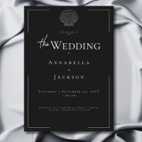 Minimal Typography Black & White Shell Wedding