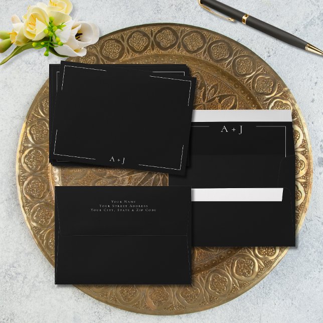 Minimal Typography Black & White Wedding Envelope (Minimal Typography Black & White Wedding Invitation Envelope)