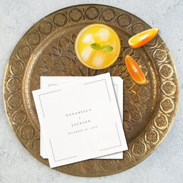 Minimal Typography Black & White Wedding Napkin (Minimal Typography Black & White Wedding Napkins)