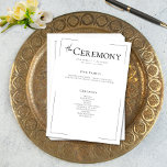 Minimal Typography Black & White Wedding Programme<br><div class="desc">Sleek, sophisticated, and effortlessly elegant — this modern wedding program ceremony card is perfect for the couple who loves timeless design with a contemporary twist. Featuring crisp charcoal black text on a clean white background, the layout is framed by a thin openwork border that adds just the right touch of...</div>