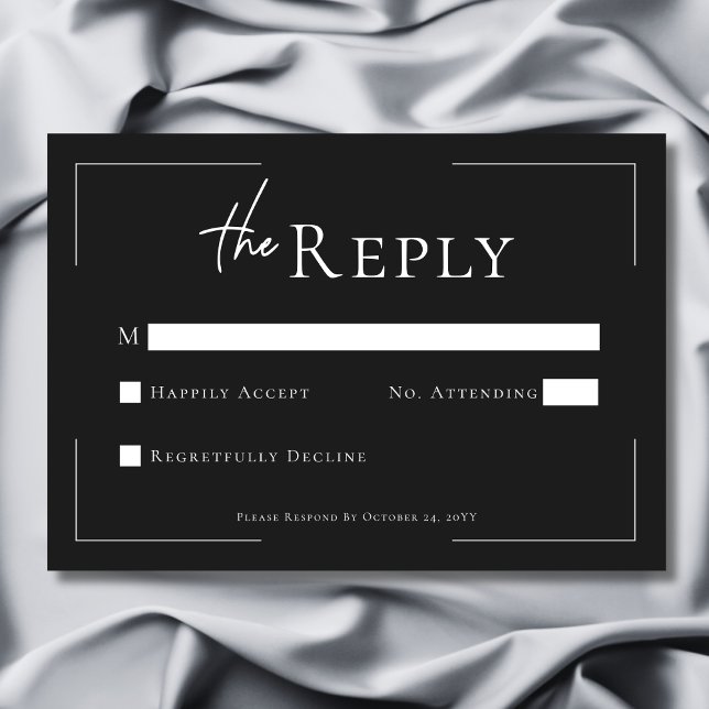 Minimal Typography Black & White Wedding RSVP Card (Minimal Typography Black & White Wedding RSVP Card)