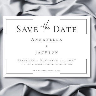Minimal Typography Black & White Wedding Save The Date