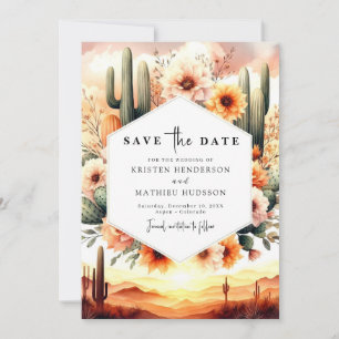 Minimal Typography Cactus Wedding Save The Date
