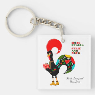 Minimal Typography Christmas Portuguese Greetings Key Ring