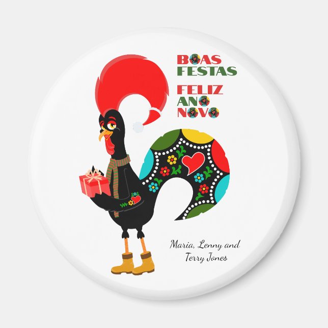 Minimal Typography Christmas Portuguese Greetings Magnet (Front)