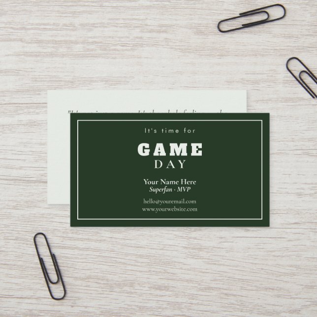 Minimal Typography	Clean Business Card | game day (Front/Back In Situ)