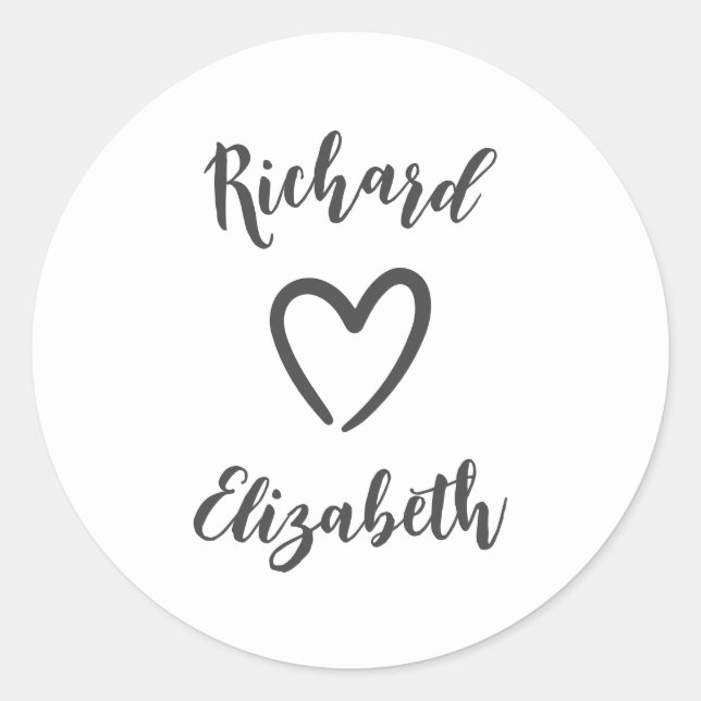 Minimal Typography Clean Modern Wedding Classic Round Sticker (Front)